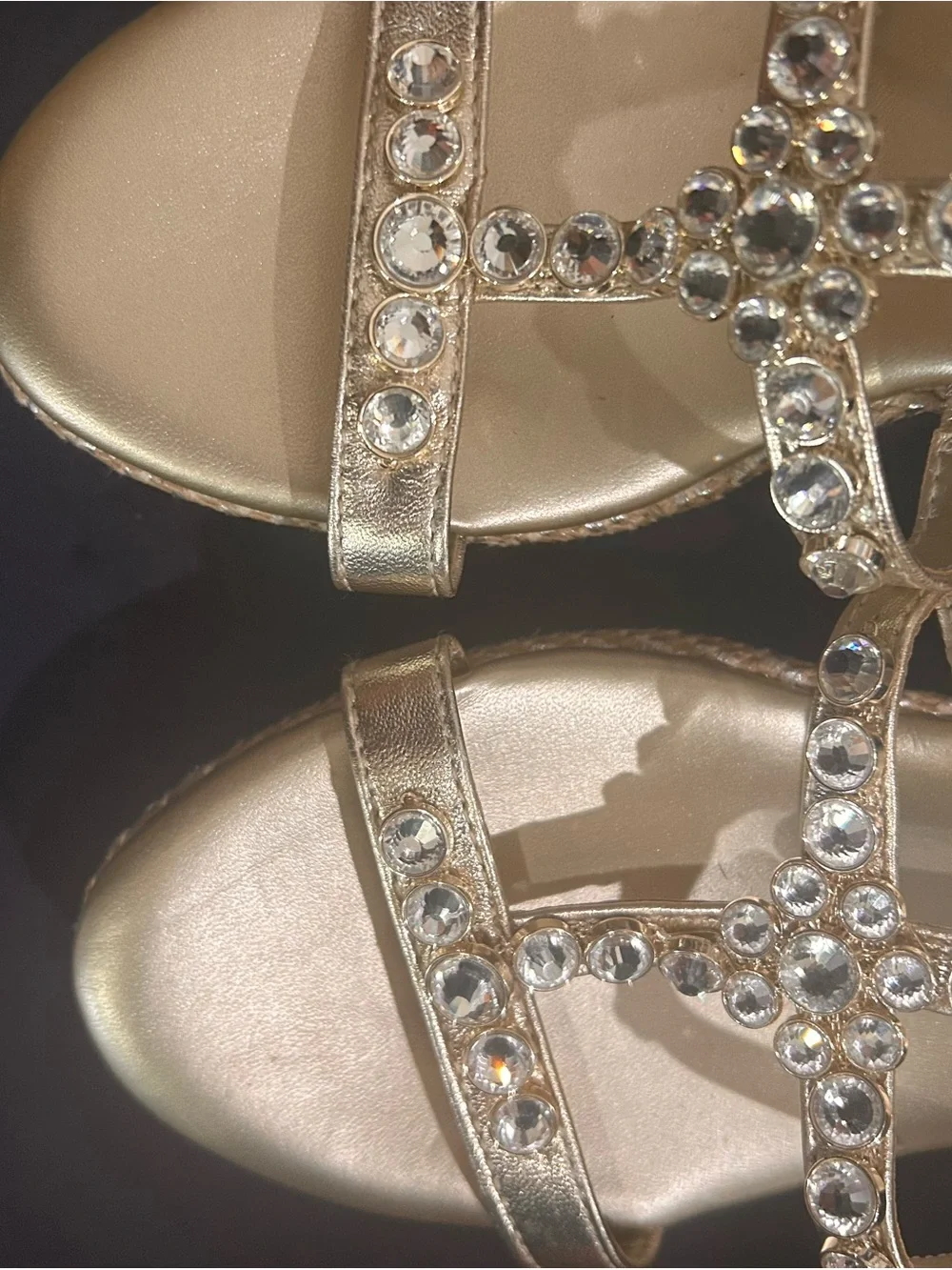Naturalizer Gold Jeweled T-Strap Wedge Sandals